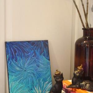 - Original Modern Acrylic Painting Abstract. Blue..