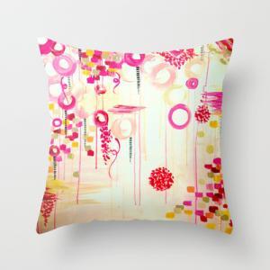 Bubblegum Pop Abstract 18x18 Decorative Art Pillow..