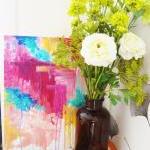 Beautiful Pastel Pop Of Color Painting, Elated..