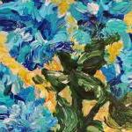 Original Ooak Painting Blue Shades Of Bloom..