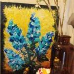 Original Ooak Painting Blue Shades Of Bloom..