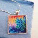 Shades Of Beautiful Resin Necklace, Ooak Abstract..
