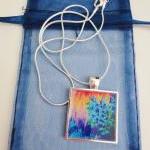 Shades Of Beautiful Resin Necklace, Ooak Abstract..
