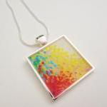 Creation In Colour Resin Necklace, Ooak Abstract..