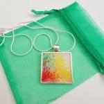Creation In Colour Resin Necklace, Ooak Abstract..