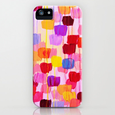 Dottie In Pink Iphone 4 4s Iphone 5 5s 5c Case Hard Plastic Cover Stylish Polka Dots Rainbow Colors Pink Original Abstract Acrylic Painting
