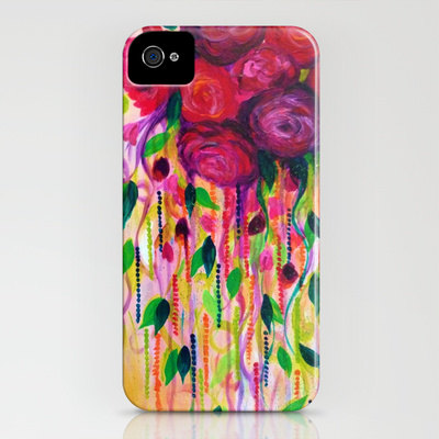 Roses Are Rad You Choose Model Iphone 4 4s Or 5 Case, Lovely Hard Plastic Red Pink Roses Abstract Art Painting Protective Cover