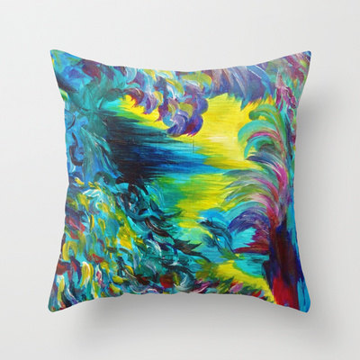 Flight On Tap Bird Feathers Heart Abstract Art Pillow Cover 18 X