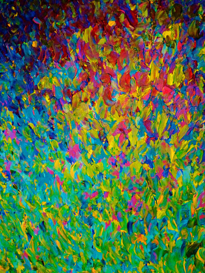 Rainbow Fields Beautiful Fine Art Print Bold Bright Colors Teal Blue Green Textural Painterly Styl On Luulla
