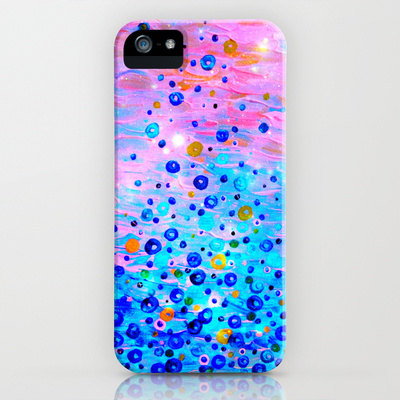 What Goes Up Revisited Choose Art Iphone 4 4s Or 5 Model Cell Phone Case, Fashion Abstract Painting Hipster Ocean Bubbles Magenta Royal Blue
