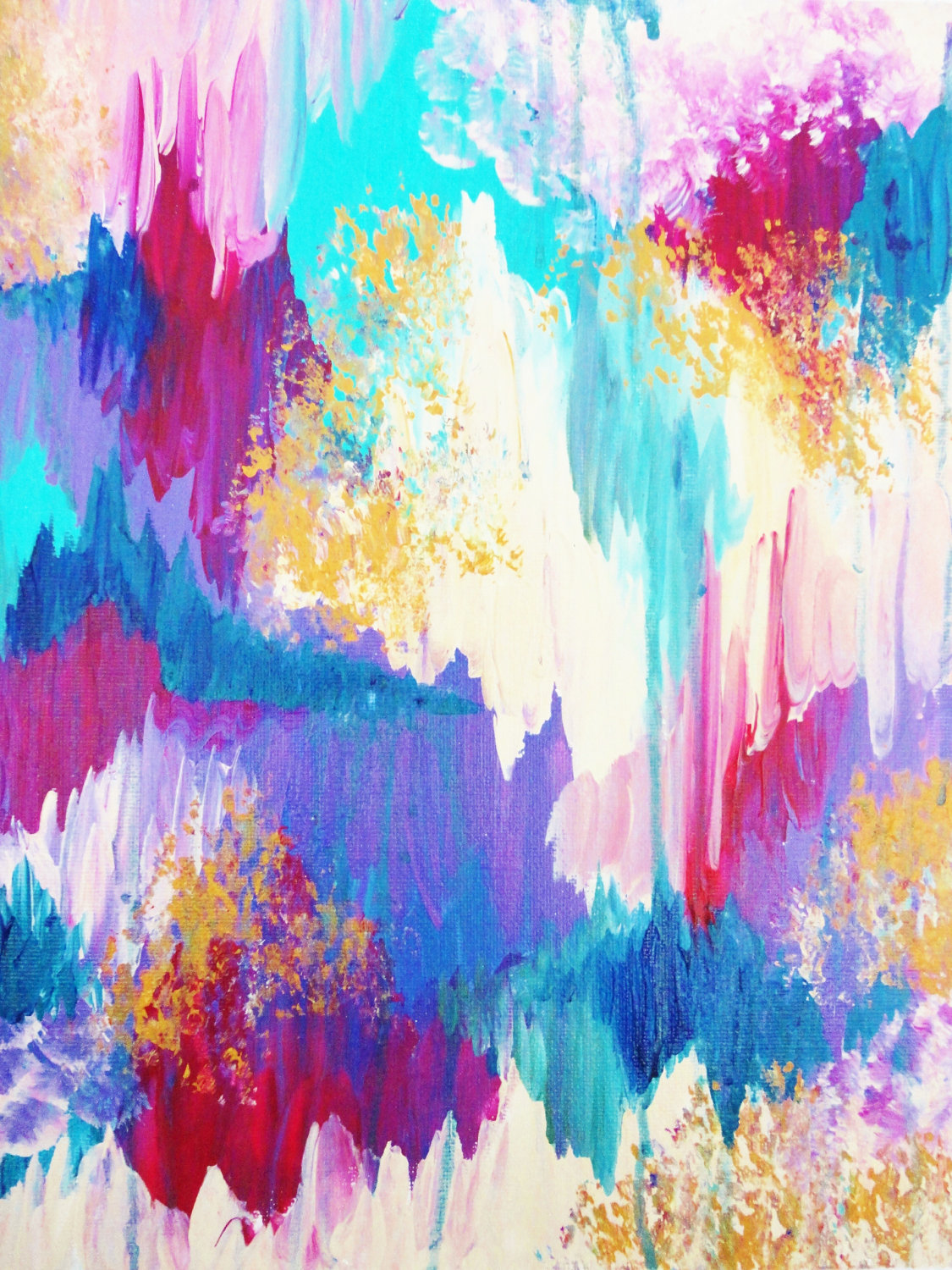 - Gorgeous Original Abstract Acrylic Painting, Sweet Dreams Cotton Candy Pink, Pastel Colours, Turquoise Blue Magenta Art