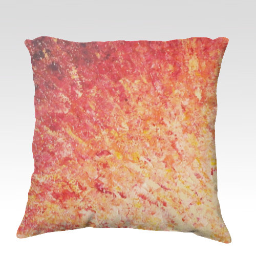 Sailors Sunrise Ombre Fine Art Velveteen Throw Pillow Cover 18 X 18 Abstract Warm Pink Red Peach Gradiated Design Modern Home Decor Cushion