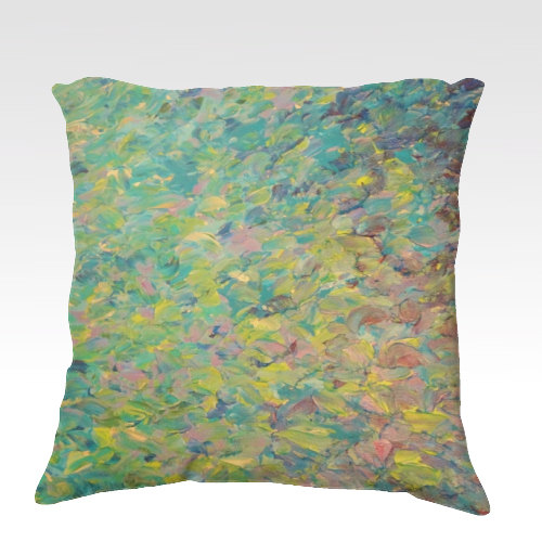 Field Of Blue Teal Ombre Fine Art Velveteen Throw Pillow Cover 18 X 18 Abstract Blue Green Ocean Waves Nature Modern Home Decor Cushion
