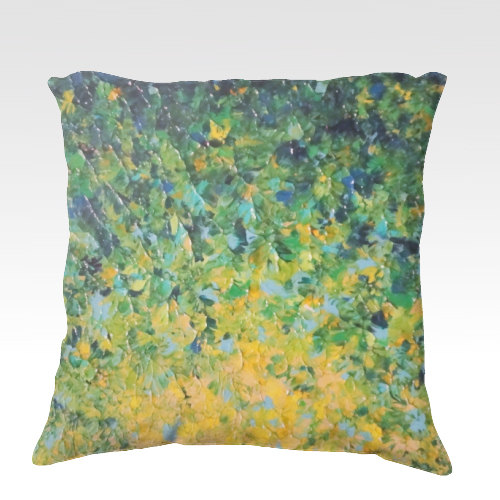 Irish Sunrise Green Ombre Fine Art Velveteen Throw Pillow Cover 18 X 18 Abstract Lucky Yellow Lime Emerald Nature Modern Home Decor Cushion