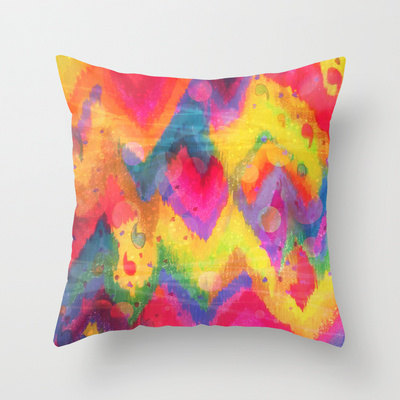 Bold Quotation In Neons 2 - 18 X 18 Decorative Pillow Cover, Polyester Throw Cushion Decor Stunning Rainbow Abstract Watercolor Painting