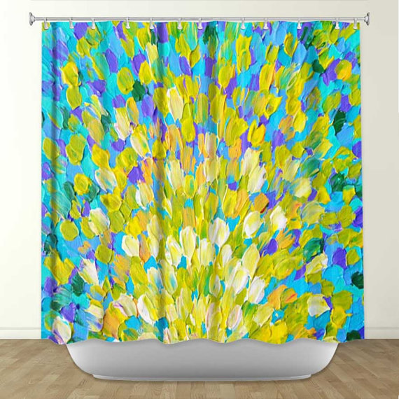 Splash 2 Fine Art Painting Shower Curtain Washable Floral Home