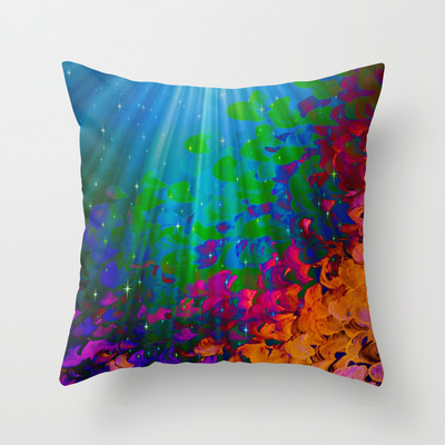 Under The Sea Bold 18x18 Decorative Throw Pillow Cover Colorful Abstract Acrylic Painting Mermaid Ocean Waves Splash Water Rainbow Ombre