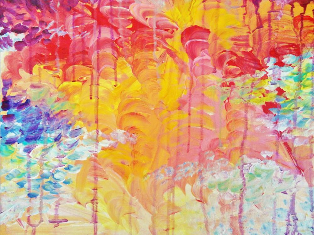 Lovely Abstract FREE SHIPPING Acrylic Painting Sun Rain