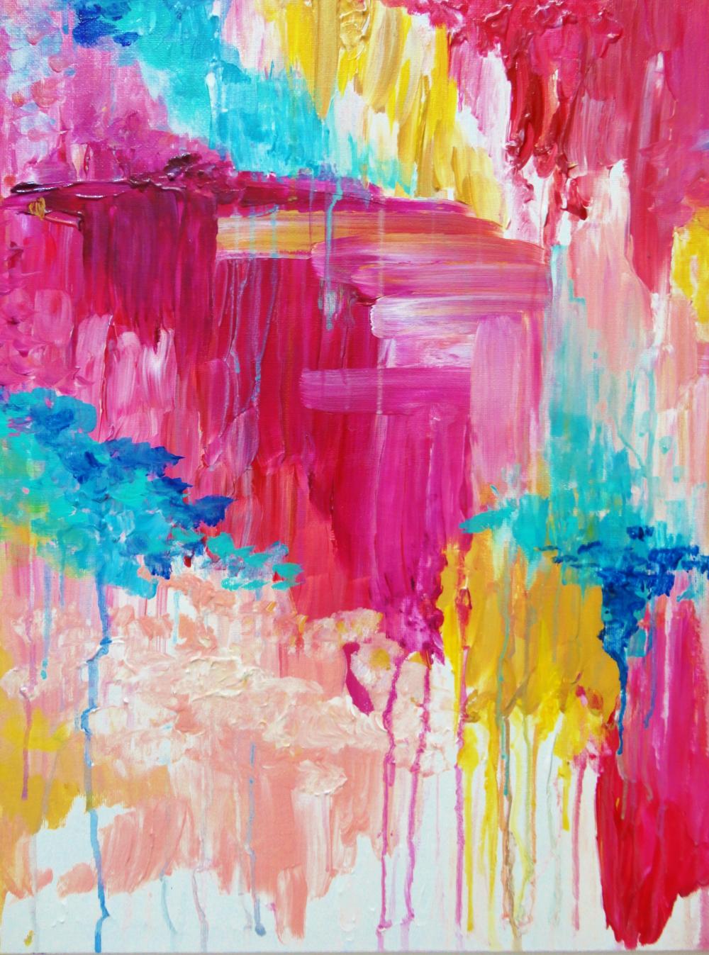 Beautiful Pastel Pop Of Color Painting, Elated Happiness Bright And Bold Original Abstract Acrylic Artwork Gift For Her