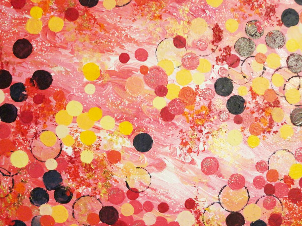 Pink Bold Abstract Acrylic Painting Personal Bubble Wild Bubblegum Pop Fun Whimsical Circles Home Decor Pretty Wall Art Gift