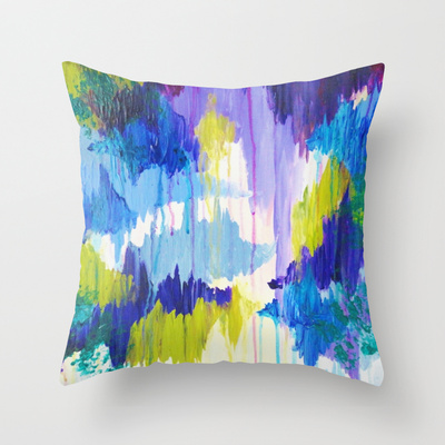 Winter Dreaming - Original Throw Pillow Cover 18 X 18 Inches, Bold Beautiful Dreamy Color Abstract Painting Modern Stylish Home Decor